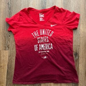Nike Red Ombre 'The United States of America' V-Neck Olympic Tee